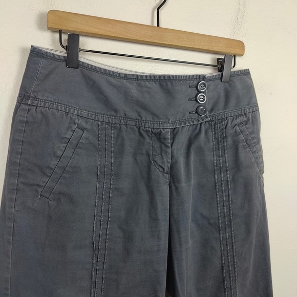 Vintage Y2K Anthropologie Elevenses Wide Leg Pants Womens 8 Gray Trousers Boho - Picture 3 of 9